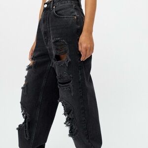 BDG Urban Outfitters Women's High-Rise Baggy Distressed Jeans Black Size 25